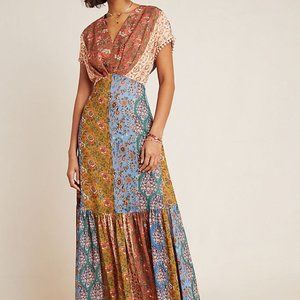 Anthropologie Multicolor Patchwork Maxi Dress